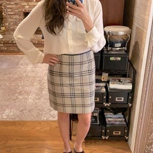 Nine West Lambswool Plaid Pencil Skirt w/ Leather Trim